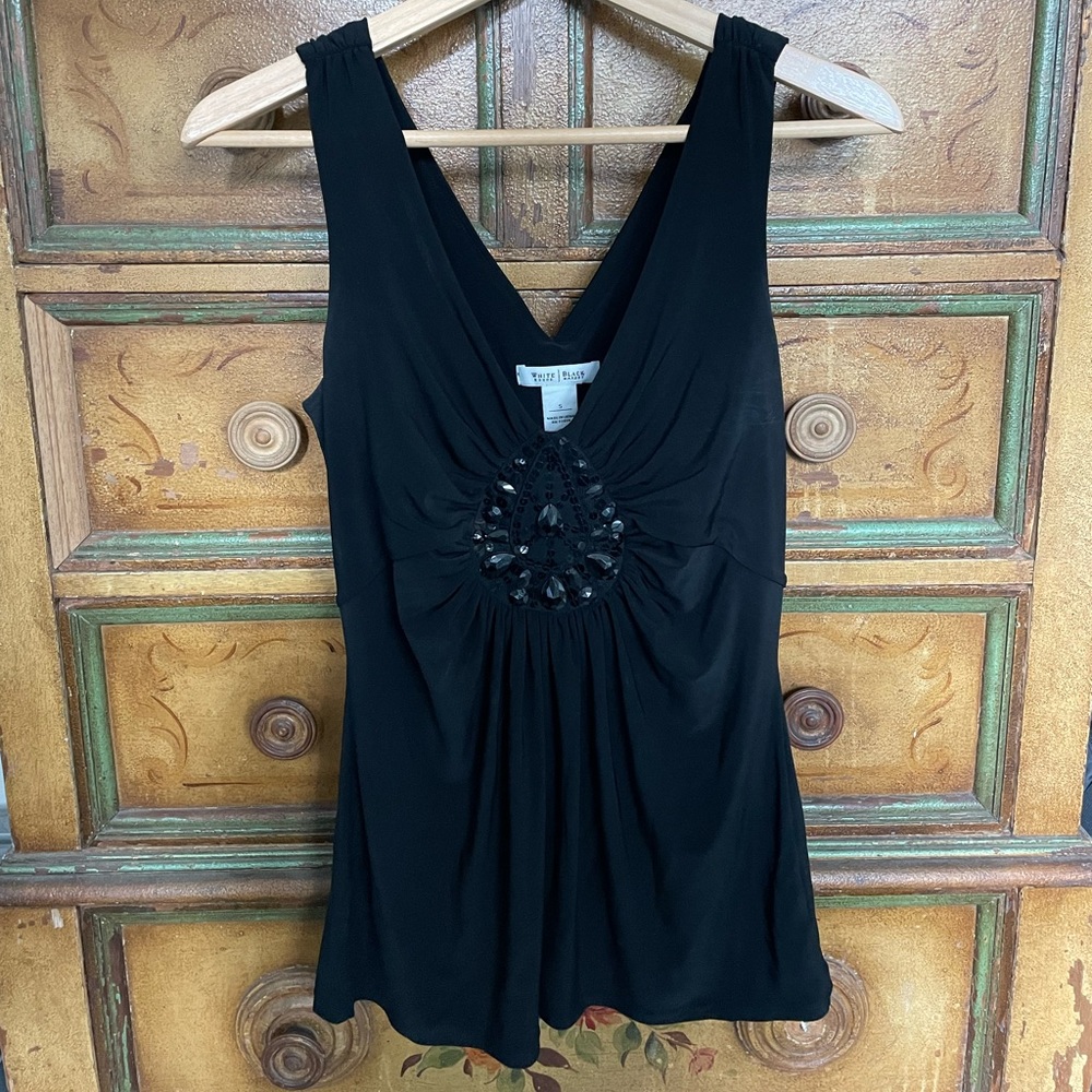 90s black beaded tank